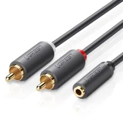 Ugreen AV102 Kabel 2x RCA (Cinch) jack 3.5 mm 0,25m czarny
