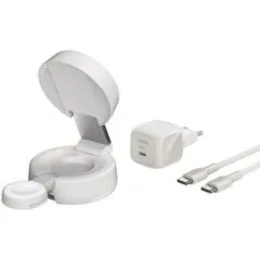 Belkin UltraCharge Pro ładowarka magnetyczna 2w1 Qi2 25W, piaskowa