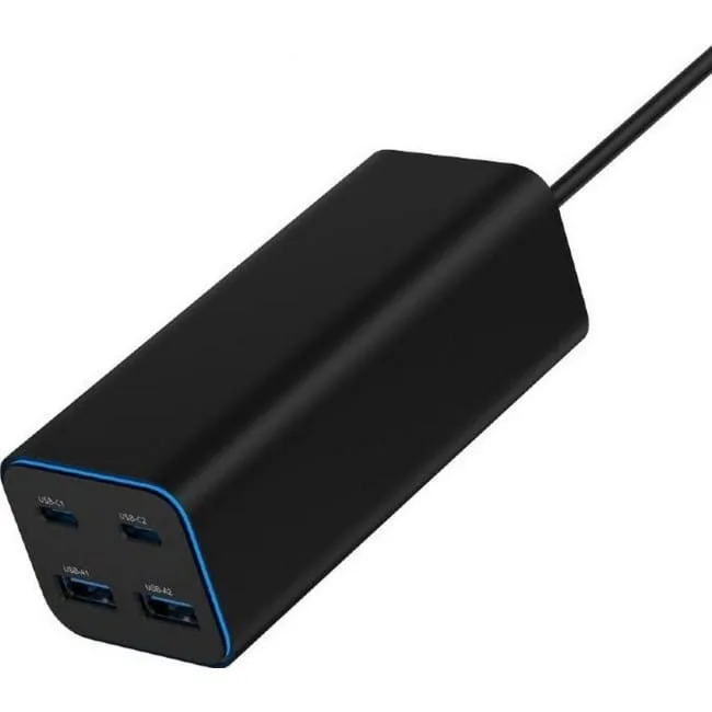 Gembird GaN 4x USB PowerDelivery o mocy 100 W, czarna — image 1