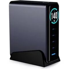 3mk InCharge Desktop Charger Lumin PD3.2 140W QC5PPS AFC FCP SCP 1A4C TFT GaN3 Display czarna