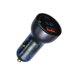 Baseus Particular Digital Display z wyświetlaczem, USB + USB-C, QC3.0+PD, 5A, 65W (szara)