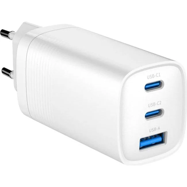 Gembird GaN USB QC3.0 27W 2xType-C max 65W biała — image 1