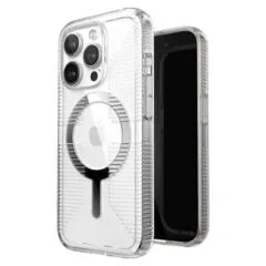 Speck Gemshell Grip + MagSafe do iPhone 15 Pro (Clear / Chrome Finish)