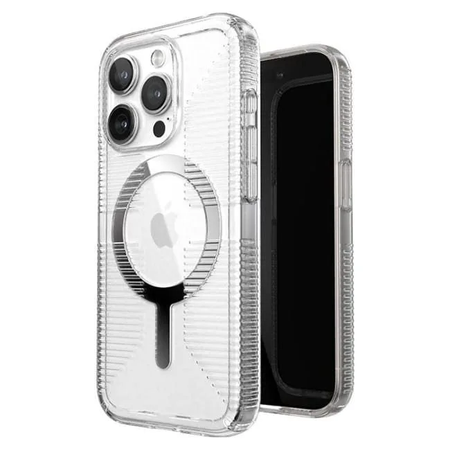 Speck Gemshell Grip + MagSafe do iPhone 15 Pro (Clear / Chrome Finish) — image 1