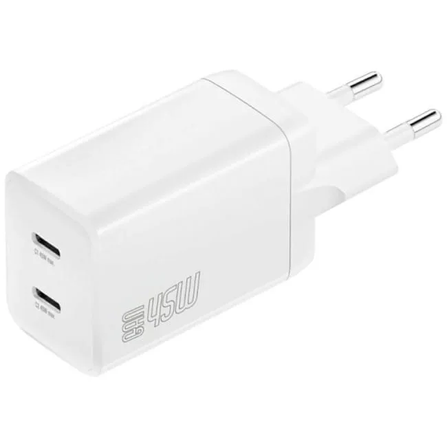 Ładowarka sieciowa 4smarts PDPlug Dual 45W GaN 2xUSB-C biała — image 1