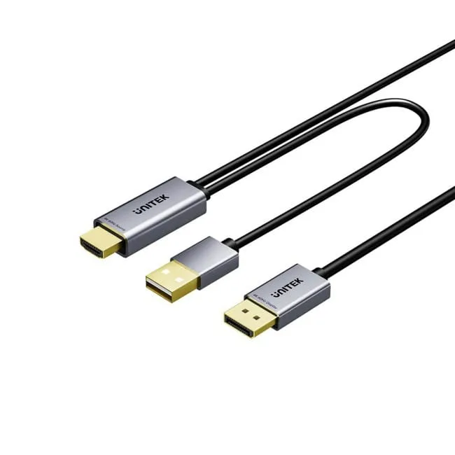 Unitek Kabel HDMI do DisplayPort 4K z zasilaniem USB-A | 4K@60Hz | HDR | 1,8 m — image 1