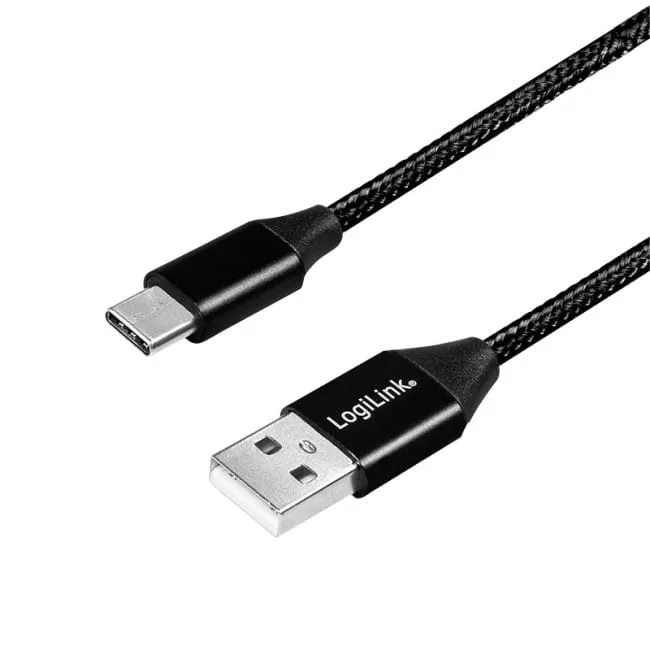 LogiLink USB-A - USB-C 0.3m w oplocie czarny — image 1