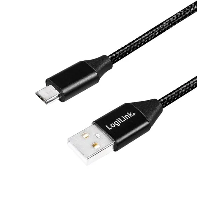 LogiLink micro USB w oplocie 0.3m czarny — image 1