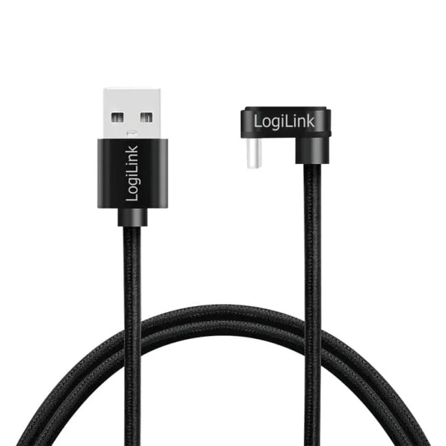 LogiLink USB 2.0 | USB-A - USB-C 2.0m 60W w oplocie kątowy czarny — image 1