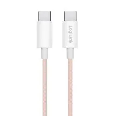 LogiLink USB-C 1.0m w nylonowym oplocie różowy