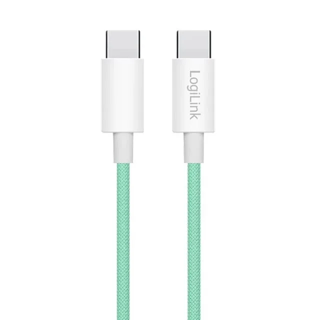 LogiLink USB-C 1.0m w nylonowym oplocie zielony — image 1