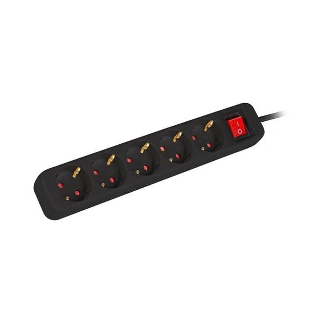Lanberg 5 gniazd Schuko 3.0m | czarny — image 1