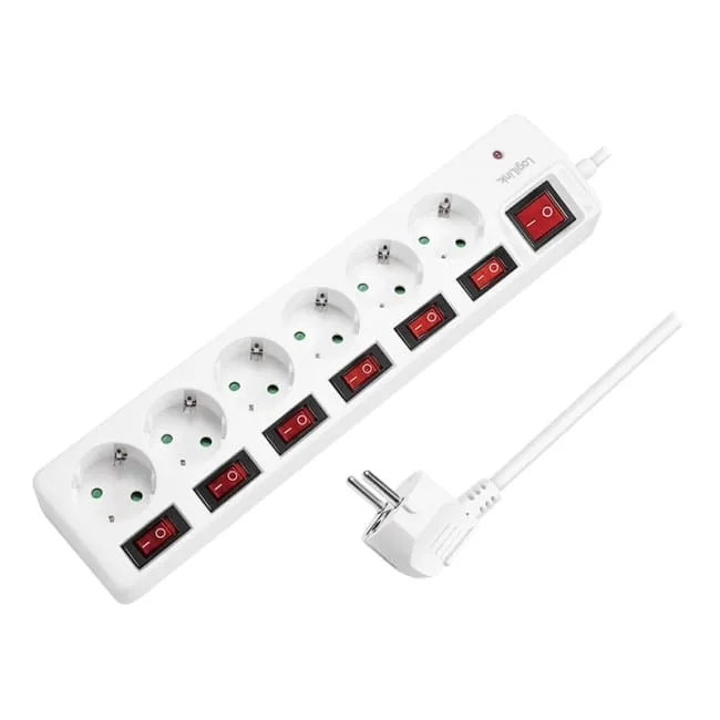 LogiLink 6 gniazd 1.5m biała — image 1
