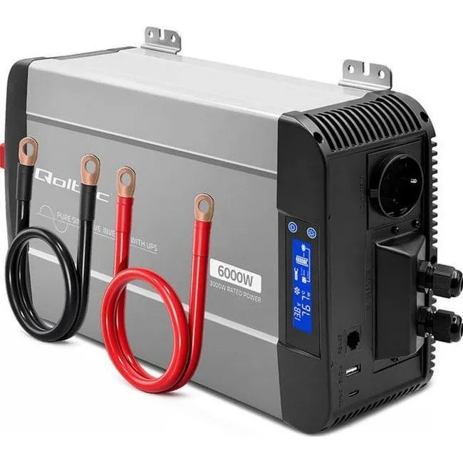 Qoltec Pure Sine Wave | 12V na 230V | 3000/6000W | UPS BYPASS — image 1