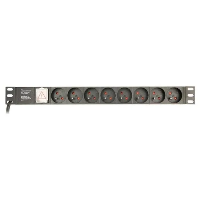 Gembird Listwa zasilająca rack (PDU), 8 gniazd FR, 1U, 16A, wtyk Schuko 3m — image 1