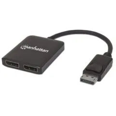 Manhattan 207768 Rozdzielacz Splitter Display Port 1x2, 4K 30Hz, UHD, Hub MST_