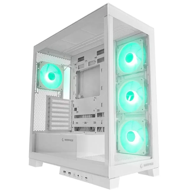 Rampage Hydra V2 Obudowa PC akwarium 4x wentylator ARGB biała — image 1