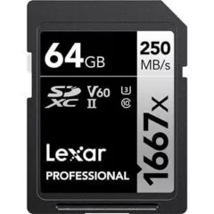Lexar SDXC 64GB Professional 1667x UHS-II U3 ( 120/250 MB/s )