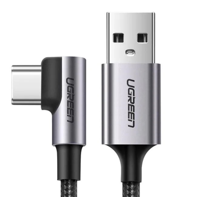 Ugreen US284 USB do USB-C kątowy 3A Quick Charge 3.0 1m szary — image 1