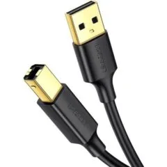 Ugreen US135 USB 2.0 A-B do drukarki, pozłacany, 1m czarny