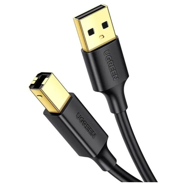 Ugreen US135 USB 2.0 A-B do drukarki, pozłacany, 2m czarny — image 1