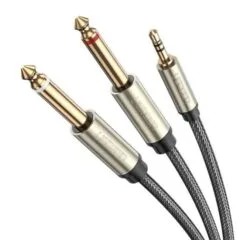 Ugreen TRS 3.5 mm do 2x TS 6.35 mm - 2m szary