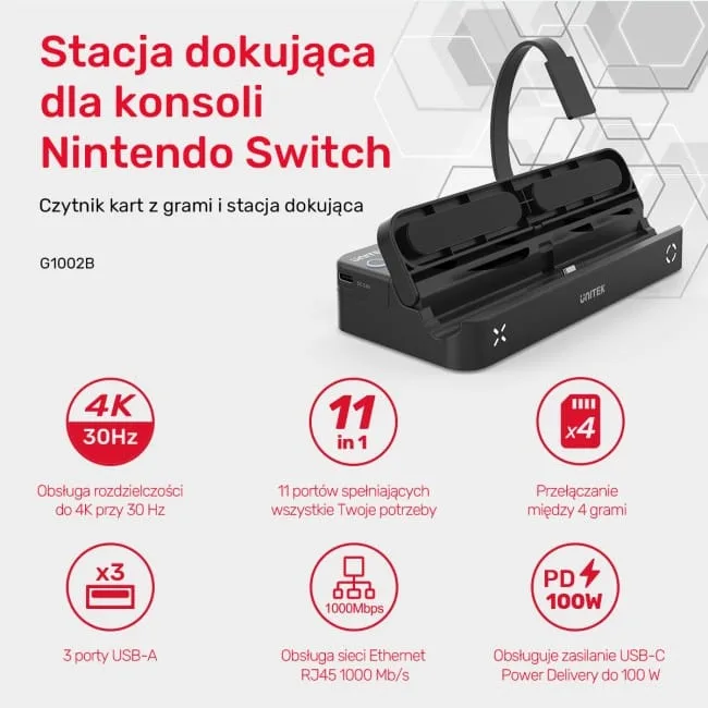 Unitek Stacja dokująca do Nintendo Switch 100W 4K — image 1