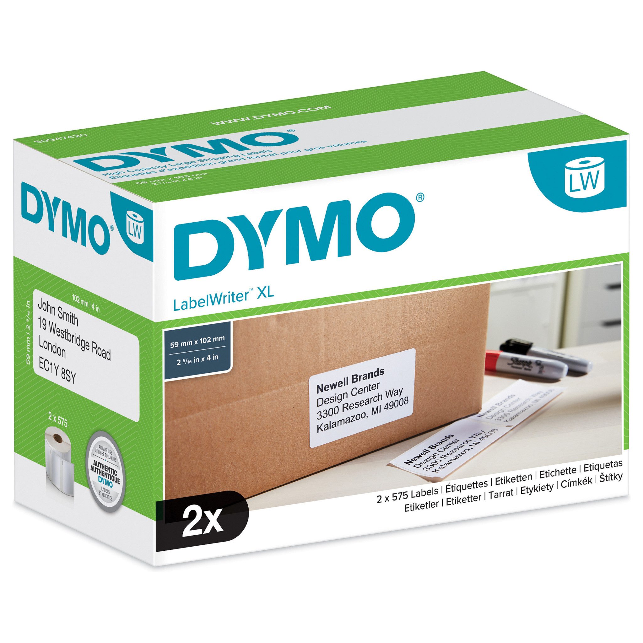 Dymo Versandetiketten auf Großvolumenrolle