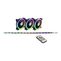 LED Lüfter Inter-Tech Argus RS-04 RGB (3x RGB 120mm Lüfter + 50cm LED Band)
