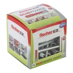 fischer DuoPower 10x50 S Dübel mit Schrauben 10 x 50 mm, 25 Stück