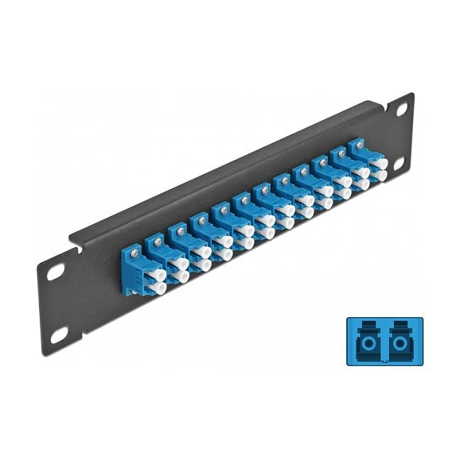 Delock 10? LWL Patchpanel 12 Port LC Duplex blau 1 HE schwarz — image 1