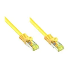 GoodConnections RJ45 Patchkabel mit Cat. 7 Rohkabel und Rastnasenschutz (), S/FTP, PiMF, halogenfrei, 500MHz, OFC, gelb, 10m,