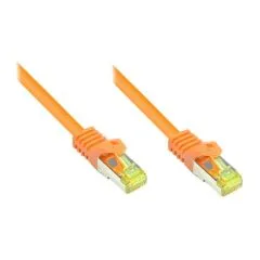 GoodConnections RJ45 Patchkabel mit Cat. 7 Rohkabel und Rastnasenschutz (), S/FTP, PiMF, halogenfrei, 500MHz, OFC, orange, 25m,