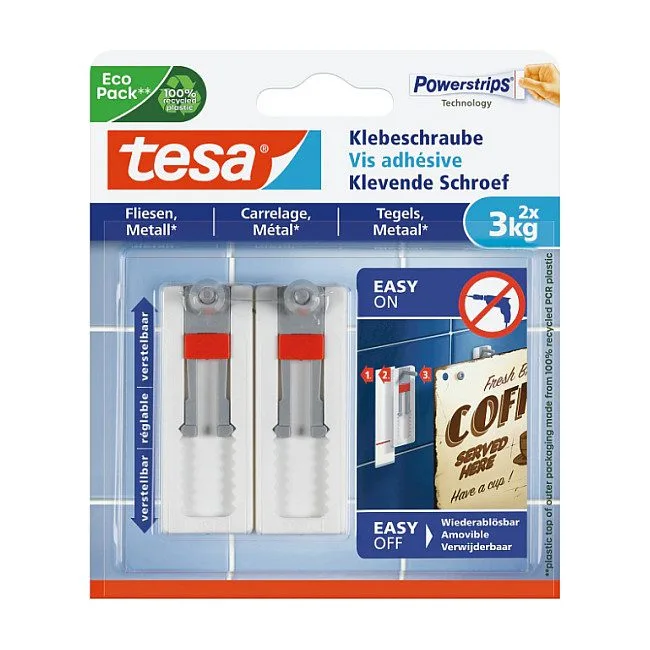tesa Klebeschraube 2.4 cm x 6.4 cm weiß — image 1