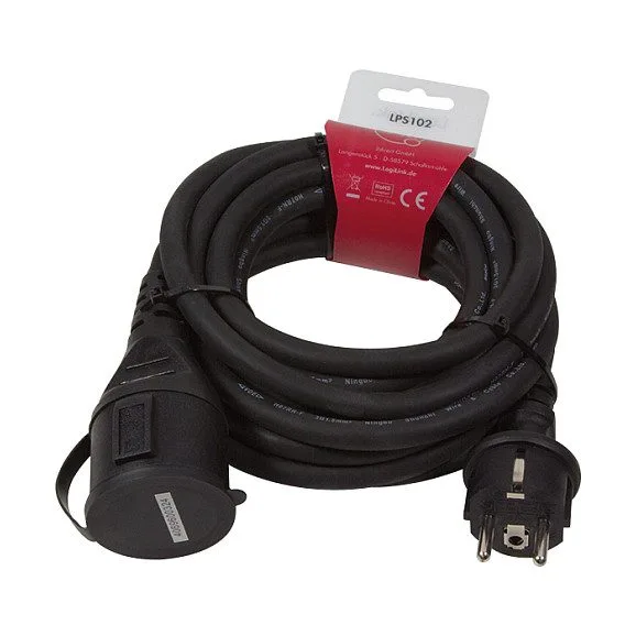 Logilink Strom-Verlängerungskabel 5m schwarz — image 1