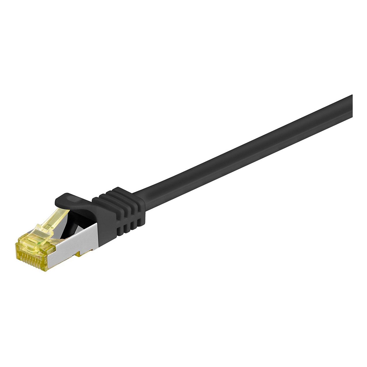 Goobay Patchkabel RJ-45 S/FTP, mit Cat 7 Rohkabel (schwarz, 1 Meter, 500 MHz)