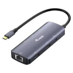 Equip Adapter USB-C->2xHDMI/RJ45/2xUSB-A/USB-C3.2 St/Bu grau