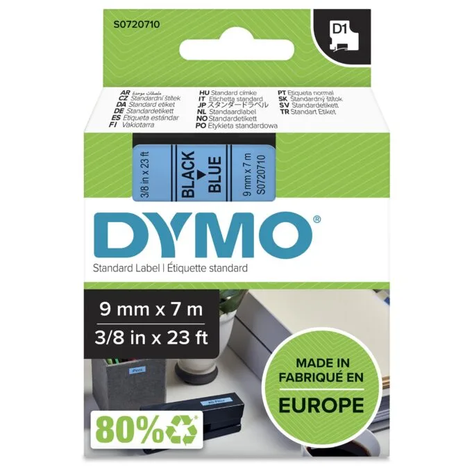 DYMO D1 Standard - Black on Blue - 9mm label-making tape — image 1