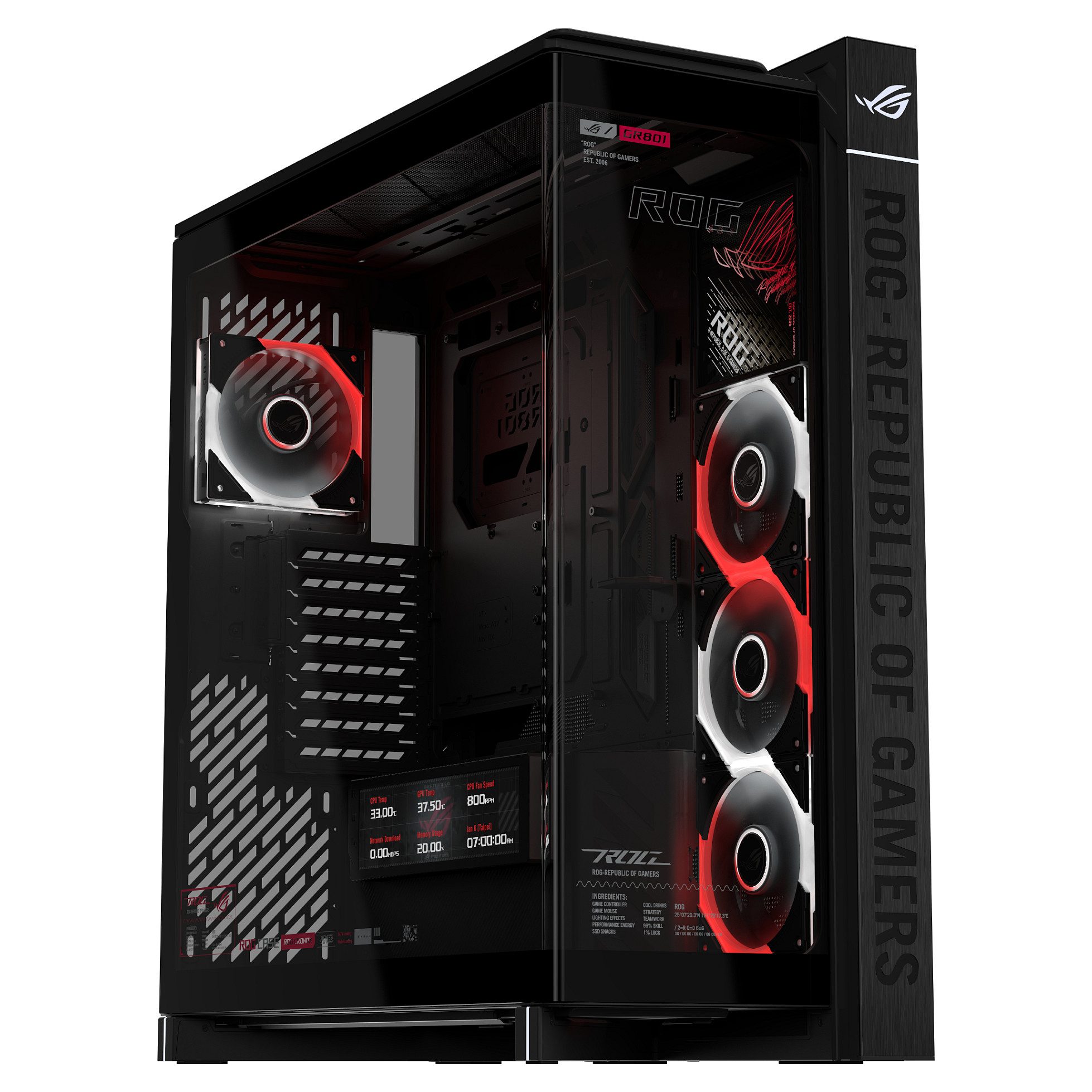 Asus ROG Cronox ARGB GR801 Windowed Mid-Tower Case Tempered Glass - Black