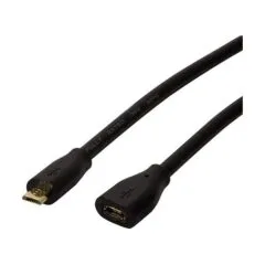 USB 2.0 cable, Micro-USB/M to Micro-USB/F, black, 5 m