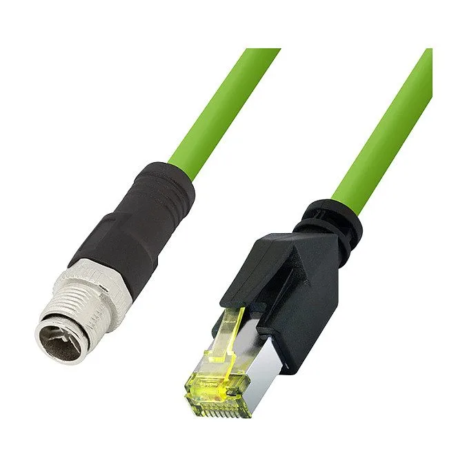 M12 CAT6A Industrial Patch Cable, PUR, M12 X-coded to RJ45, 0,25 m — image 1