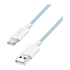 USB 2.0 Type-C cable, A/M to C/M, 480 Mbps, 60W, nylon, blue, 1 m