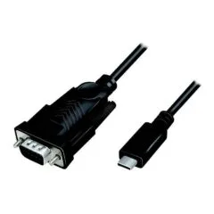 Logilink USB 2.0 Type-C cable, C/M to DB9 (RS232)/M, Win11, black, 1.2 m