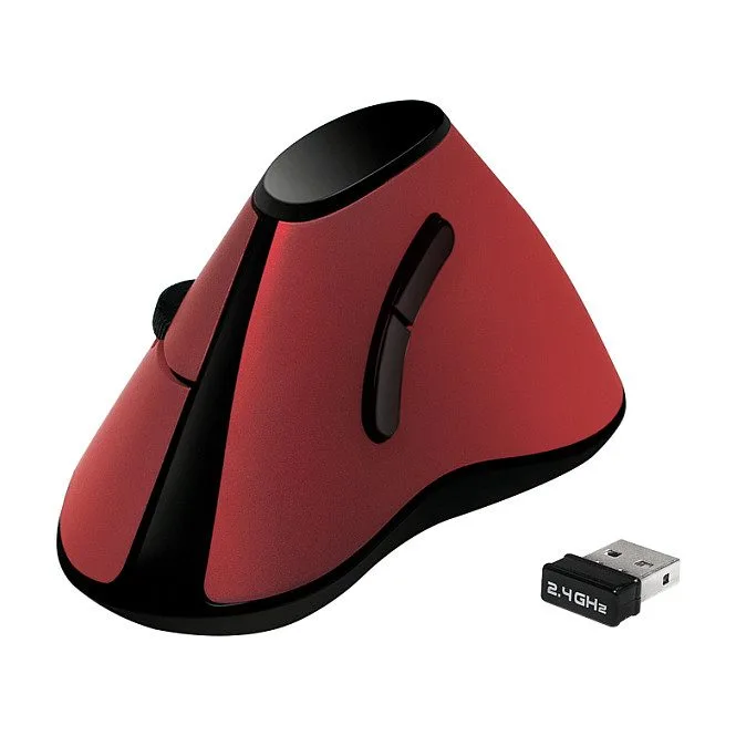 Logilink Mouse, 2.4G, Ergonomic vertical, 5-button, bordeaux red — image 1