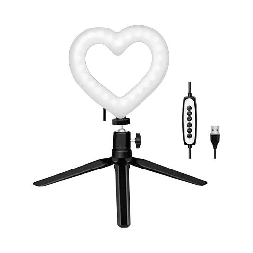 LED Ring Fill Light, with tripod, heart shape — image 1