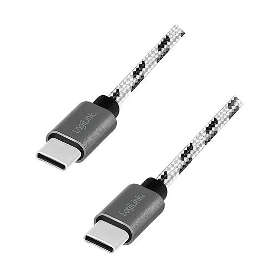 USB 2.0 Type-C 3-pack cable set, C/M to C/M, alu, nylon, white/black — image 1