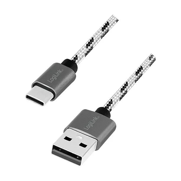 USB 2.0 Type-C 3-pack cable set, C/M to A/M, alu, nylon, white/black — image 1