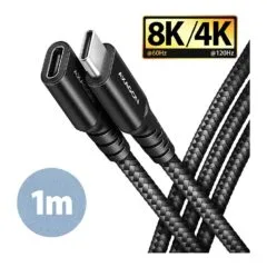 AXAGON BUCM32-CF10AB Verlängerungskabel, USB-C zu USB-C 3.2 Gen 2, 1 m, 20 Gbps - Aluminium