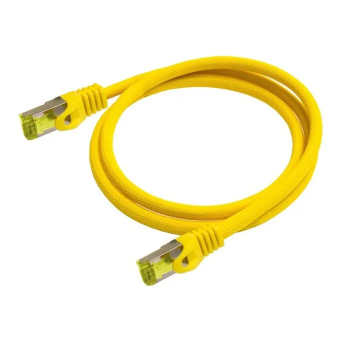 Python Patchkabel m. Cat.7 Rohkabel Nylongefl. gelb 7,5m — image 1
