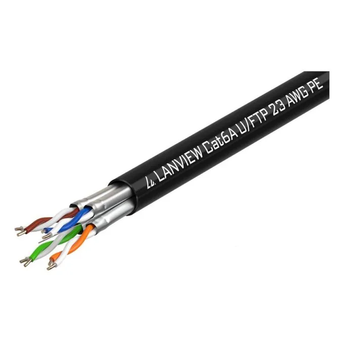 LANVIEW Cat6a U-FTP Network Cable 4x2xAWG23 PE Black 500m — image 1